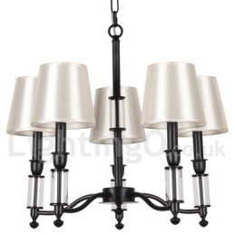 Lampadario a 5 luci nero a 2 livelli in stile retrò, a candela