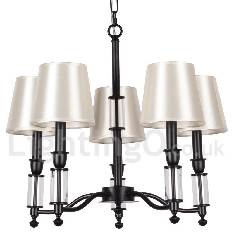 Lampadario a 5 luci nero a 2 livelli in stile retrò, a candela