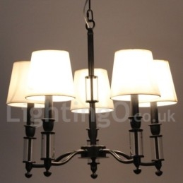 Lampadario a 5 luci nero a 2 livelli in stile retrò, a candela