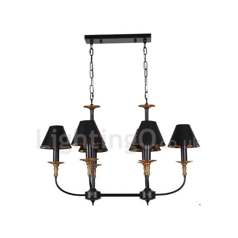 Lampadario classico a 6 luci stile candela con paralumi in tessuto E14