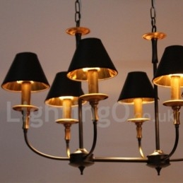 Lampadario classico a 6 luci stile candela con paralumi in tessuto E14