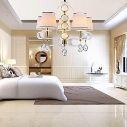 Lampadario moderno minimalista 5 luci in tessuto cromo con cristallo