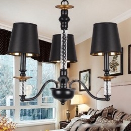 Lampadario retrò nero a 3 luci a forma di candela