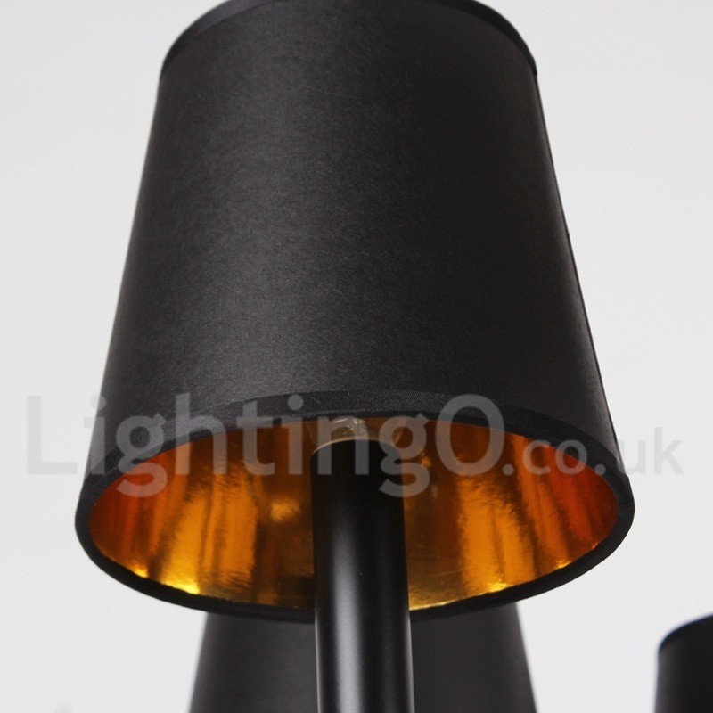 Lampadario retrò nero a 3 luci a forma di candela