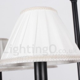 Lampadario a candela a 3 luci nero vintage con paralumi in tessuto