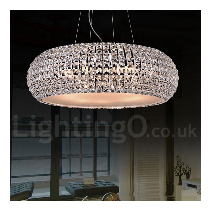 Lampadario a sospensione moderno in cristallo K9 per interni, 5 o 6 luci, 43 o 50 cm