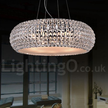 Lampadario a sospensione moderno in cristallo K9 per interni, 5 o 6 luci, 43 o 50 cm