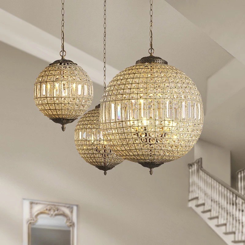 Lampadario a sospensione in cristallo K9 Globe con LED integrato