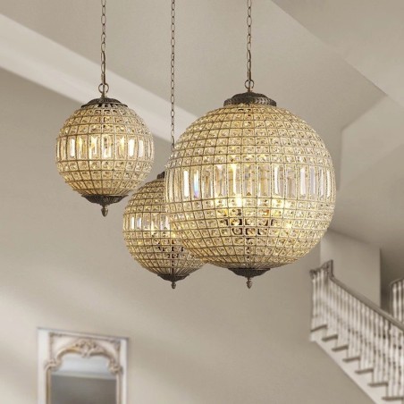 Lampadario a sospensione in cristallo K9 Globe con LED integrato