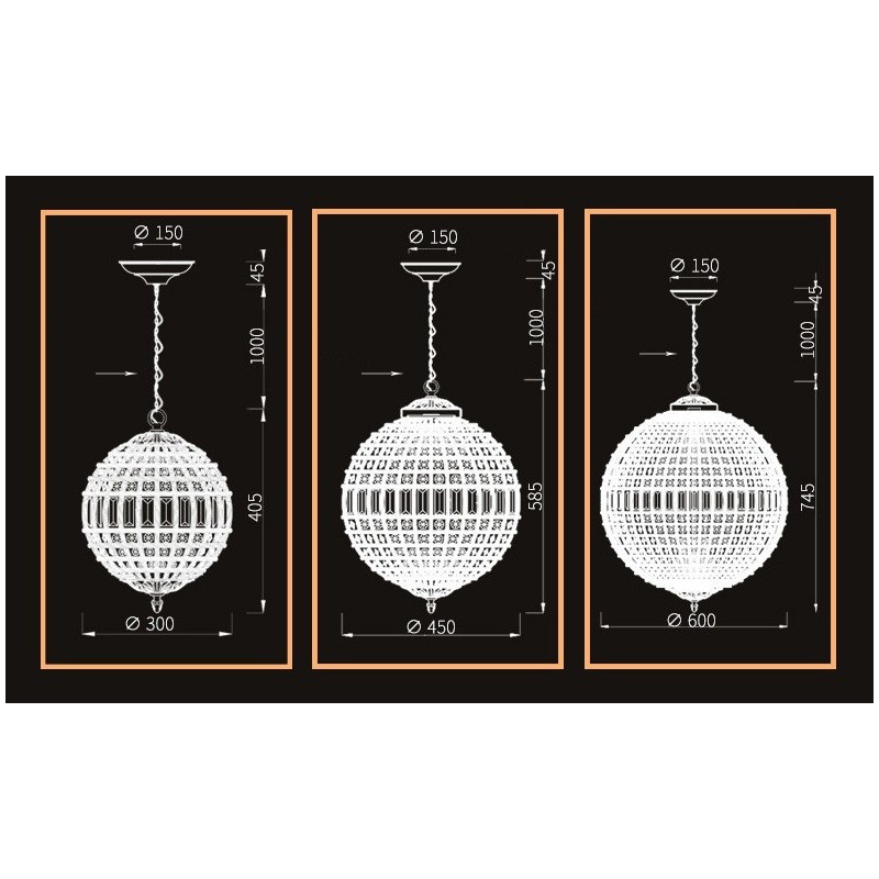 Lampadario a sospensione in cristallo K9 Globe con LED integrato