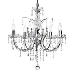 Lampadario in cristallo moderno 5 luci argento 56x50 cm E12/E14