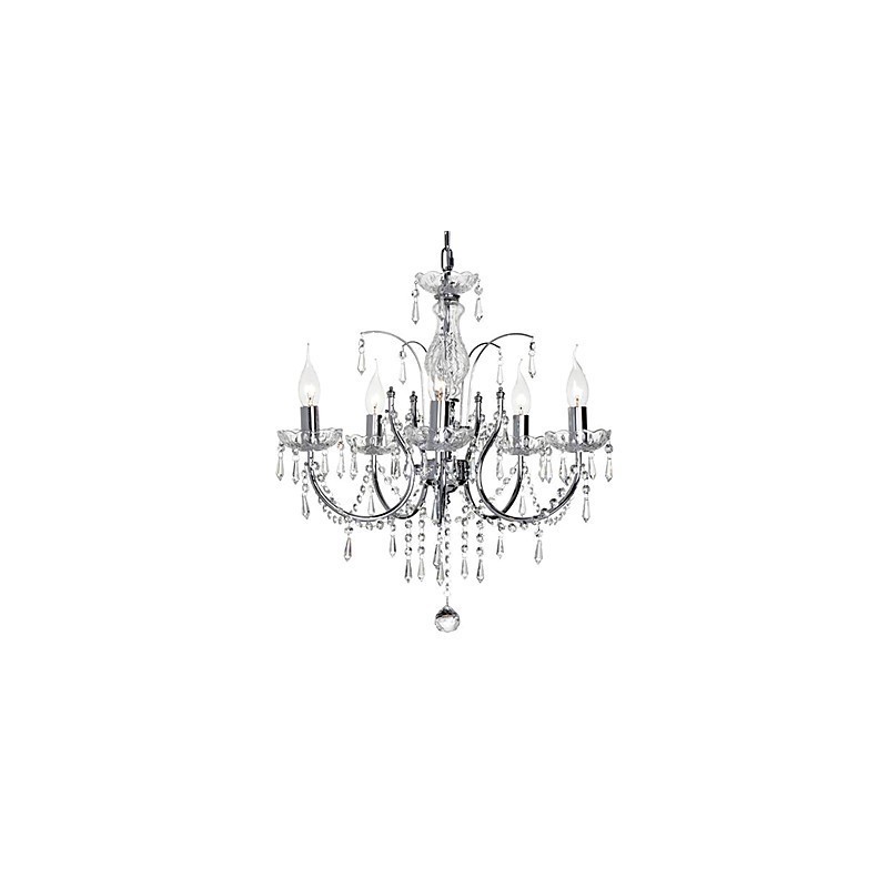 Lampadario in cristallo moderno 5 luci argento 56x50 cm E12/E14
