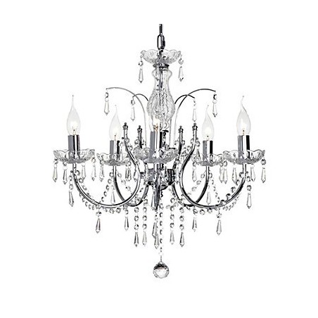 Lampadario in cristallo moderno 5 luci argento 56x50 cm E12/E14