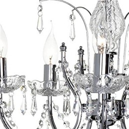 Lampadario in cristallo moderno 5 luci argento 56x50 cm E12/E14