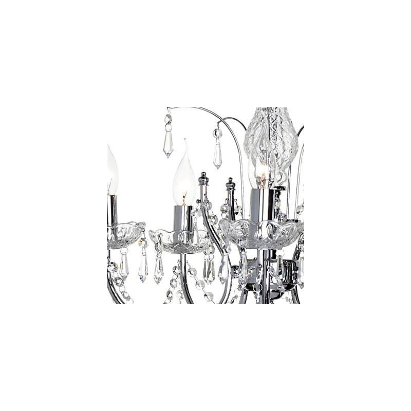 Lampadario in cristallo moderno 5 luci argento 56x50 cm E12/E14