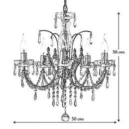 Lampadario in cristallo moderno 5 luci argento 56x50 cm E12/E14
