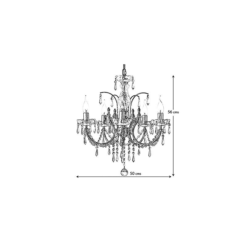 Lampadario in cristallo moderno 5 luci argento 56x50 cm E12/E14