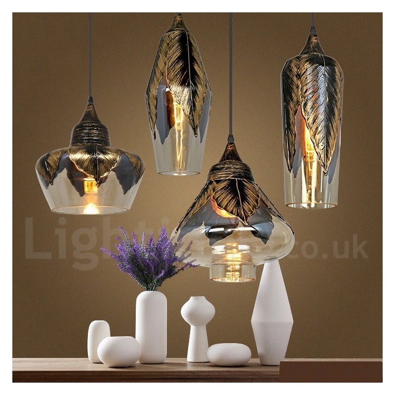 Lampada a sospensione vintage in vetro per soggiorno