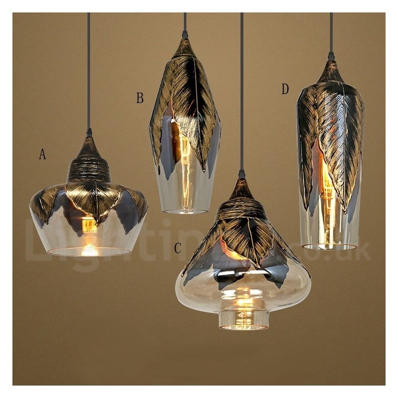 Lampada a sospensione vintage in vetro per soggiorno