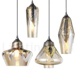 Lampada a sospensione vintage in vetro per soggiorno