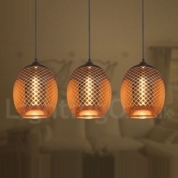 Lampada a sospensione rustica in vetro stile europeo, 22 cm x 26 cm, cavo 100 cm, E26/E27