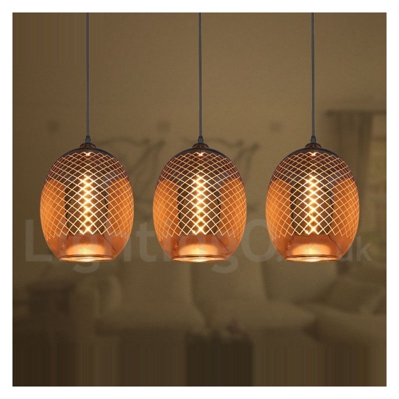 Lampada a sospensione rustica in vetro stile europeo, 22 cm x 26 cm, cavo 100 cm, E26/E27