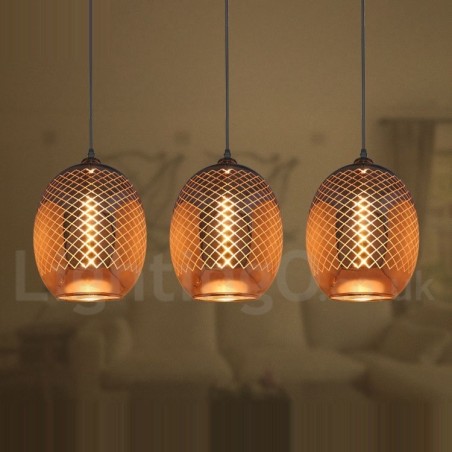 Lampada a sospensione rustica in vetro stile europeo, 22 cm x 26 cm, cavo 100 cm, E26/E27