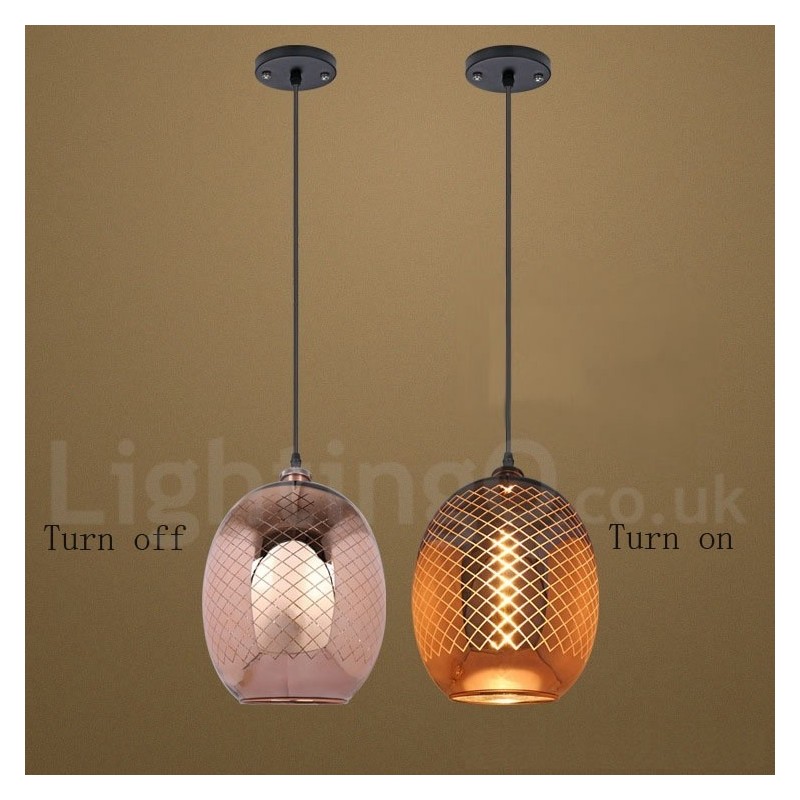 Lampada a sospensione rustica in vetro stile europeo, 22 cm x 26 cm, cavo 100 cm, E26/E27