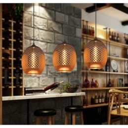 Lampada a sospensione rustica in vetro stile europeo, 22 cm x 26 cm, cavo 100 cm, E26/E27