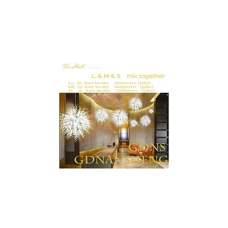 Lampadario sospeso Firework in acciaio inox effetto dente di leone