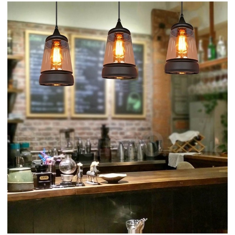 Lampada a sospensione in vetro vintage europea per soggiorno