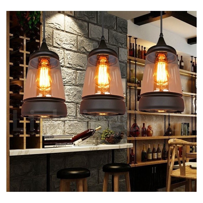 Lampada a sospensione in vetro vintage europea per soggiorno