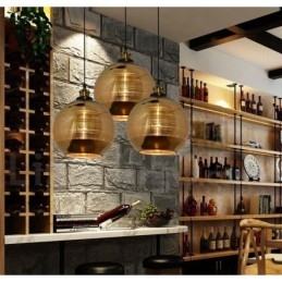 Lampada a sospensione in vetro stile europeo, 25 cm x 22,5 cm, cavo 100 cm, attacco E26/E27