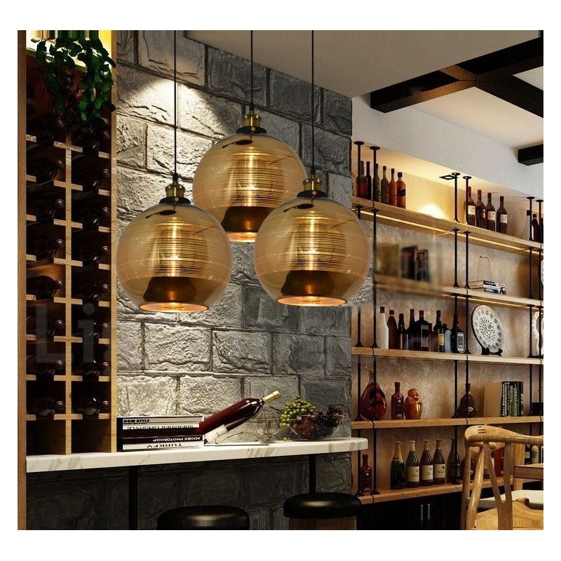 Lampada a sospensione in vetro stile europeo, 25 cm x 22,5 cm, cavo 100 cm, attacco E26/E27