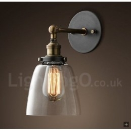 Applique da parete vintage con paralume in vetro, 1 luce E27