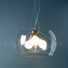 Lampada a sospensione in vetro e acciaio 3 luci E27 moderna