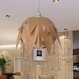 Lampadario vintage in bambù e legno a gabbia per uccelli, LED E26/E27, giallo