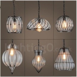 Lampada a sospensione vintage in vetro da caffè 1 luce E27