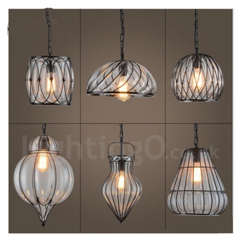 Lampada a sospensione vintage in vetro da caffè 1 luce E27
