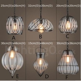 Lampada a sospensione vintage in vetro da caffè 1 luce E27
