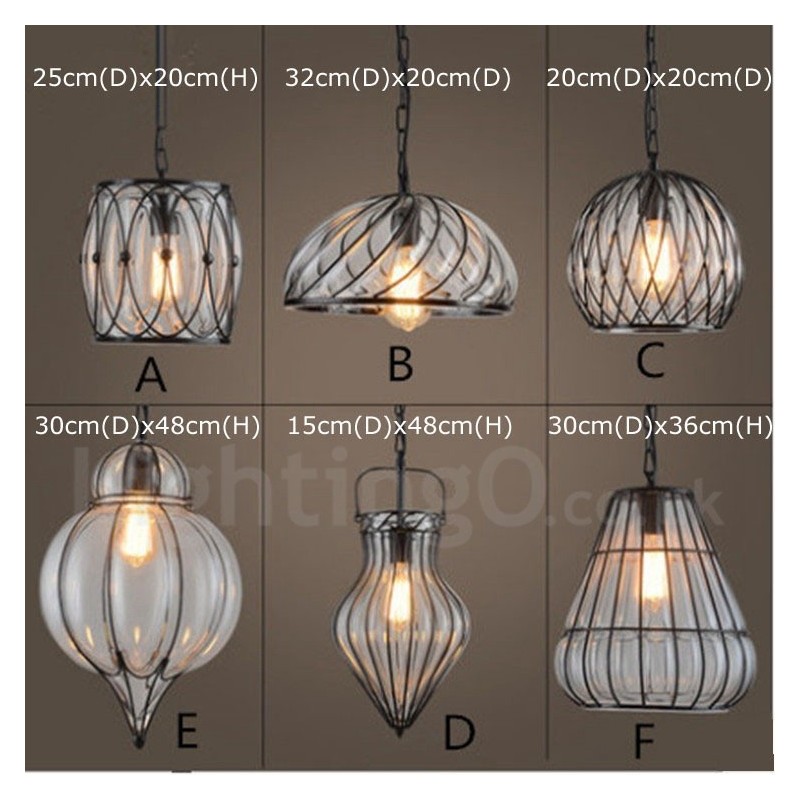 Lampada a sospensione vintage in vetro da caffè 1 luce E27