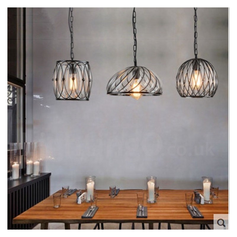 Lampada a sospensione vintage in vetro da caffè 1 luce E27