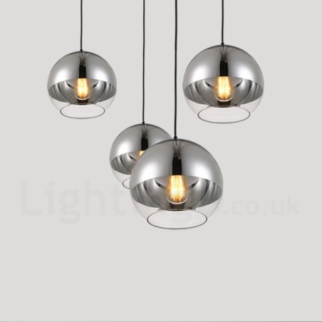 Lampada a sospensione moderna in vetro color caffè placcato 1 luce E27 Ø 30 cm