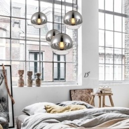 Lampada a sospensione moderna in vetro color caffè placcato 1 luce E27 Ø 30 cm