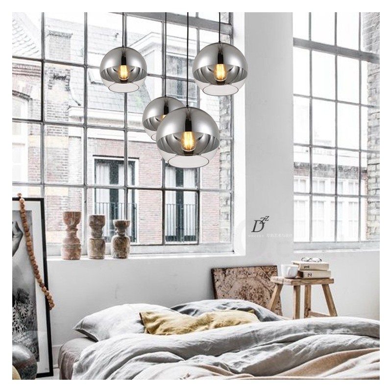 Lampada a sospensione moderna in vetro color caffè placcato 1 luce E27 Ø 30 cm