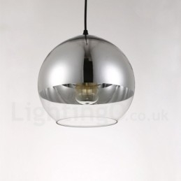 Lampada a sospensione moderna in vetro color caffè placcato 1 luce E27 Ø 30 cm