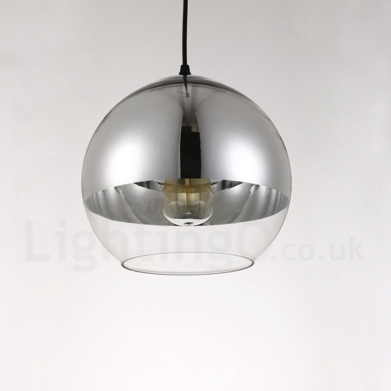 Lampada a sospensione moderna in vetro color caffè placcato 1 luce E27 Ø 30 cm