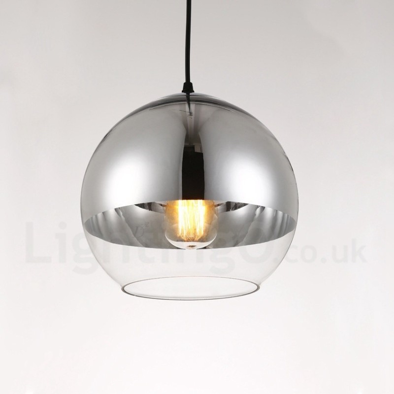 Lampada a sospensione moderna in vetro color caffè placcato 1 luce E27 Ø 30 cm