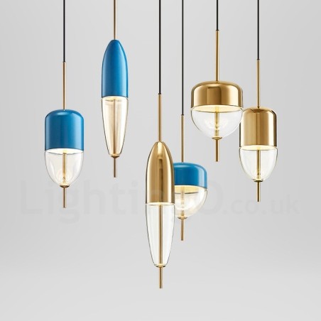 Lampada a sospensione contemporanea in vetro e acciaio 1 luce