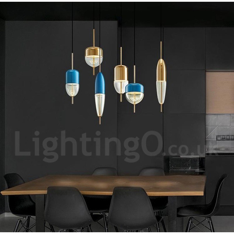 Lampada a sospensione contemporanea in vetro e acciaio 1 luce
